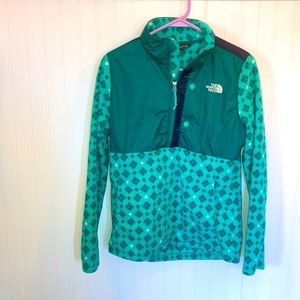 North Face green argyle tundra 3/4 pullover sz M